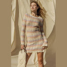 Round Neck Bell Sleeve Sweater Dress - VacationGrabs