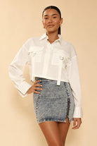 Women's Shirts Cropped button front top