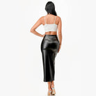Womens Long PU Leather Pencil Skirt - VacationGrabs