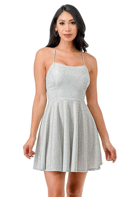 Glittered Fit N Flare Short Dress - VacationGrabs