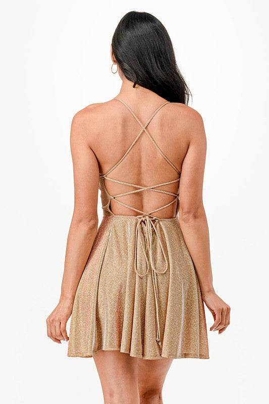 Glittered Fit N Flare Short Dress - VacationGrabs