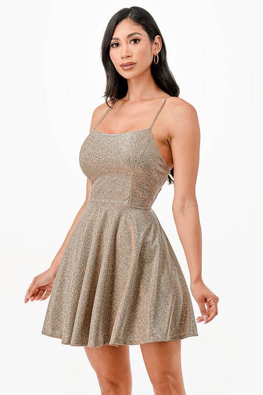 Glittered Fit N Flare Short Dress - VacationGrabs