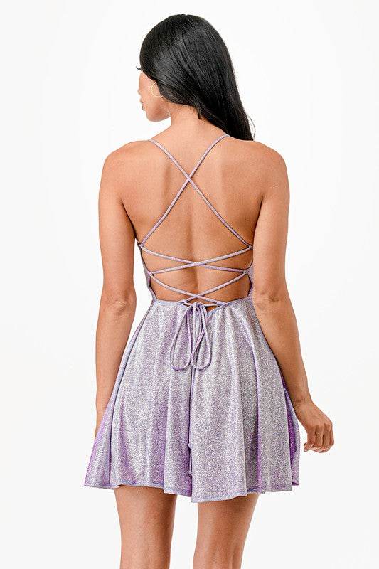 Glittered Fit N Flare Short Dress - VacationGrabs