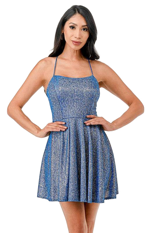 Glittered Fit N Flare Short Dress - VacationGrabs