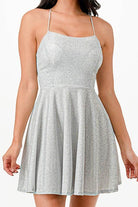 Glittered Fit N Flare Short Dress - VacationGrabs