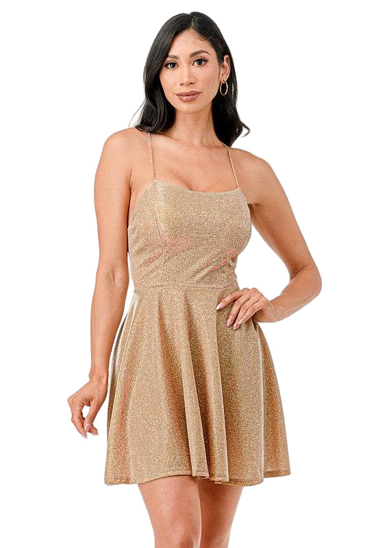Glittered Fit N Flare Short Dress - VacationGrabs
