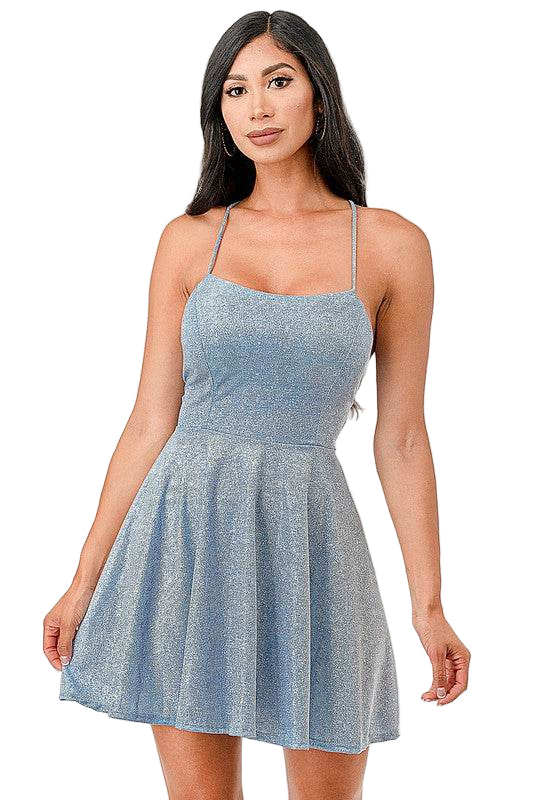 Glittered Fit N Flare Short Dress - VacationGrabs