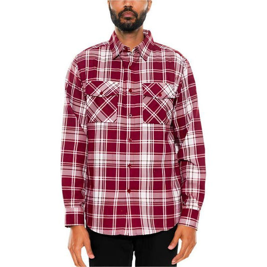 Long Sleeve Flannel Full Plaid Checkered Shirt - VacationGrabs