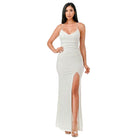 Glittered Front Slit Long Dress - VacationGrabs