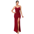 Glittered Front Slit Long Dress - VacationGrabs