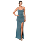Glittered Front Slit Long Dress - VacationGrabs