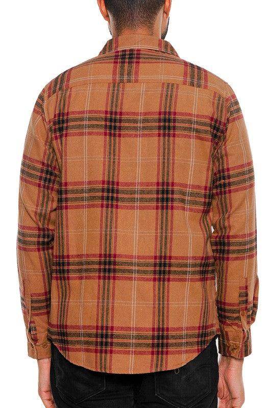 Long Sleeve Flannel Full Plaid Checkered Shirt - VacationGrabs