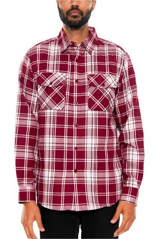 Long Sleeve Flannel Full Plaid Checkered Shirt - VacationGrabs
