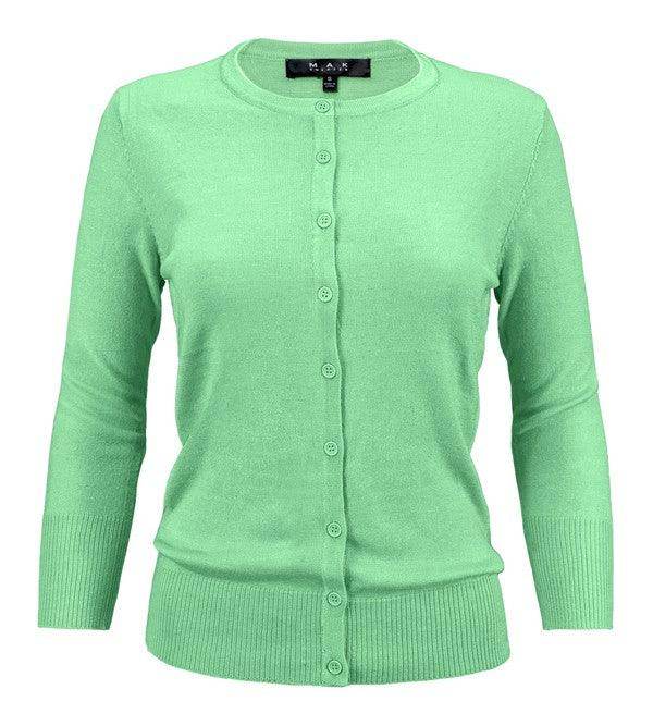 Crewneck Button Down Knit Cardigan Sweater - VacationGrabs