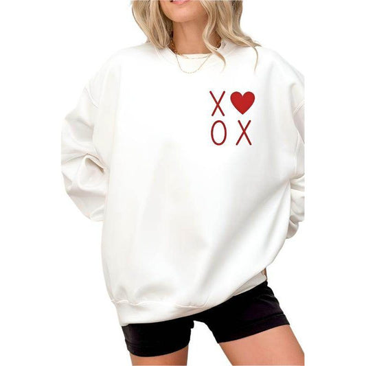 XOXO Valentines Pocket Oversized Sweatshirt - VacationGrabs