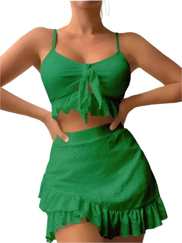 3 Piece Swimsuit And Cover Up Set - VacationGrabs