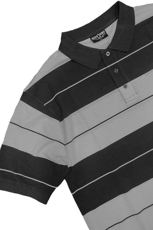 Mens Old School Striped Polo Shirts 7 Colors - VacationGrabs