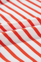 JUNIPER BLVD striped drop shoulder sweatshirt in red and white fabric with soft texture