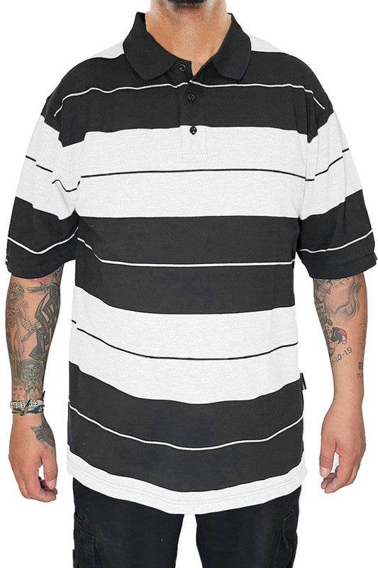 Mens Old School Striped Polo Shirts 7 Colors - VacationGrabs