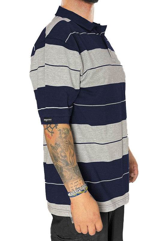 Mens Old School Striped Polo Shirts 7 Colors - VacationGrabs