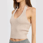 Ribbed Halter Neck Top - VacationGrabs