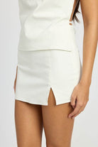 Mini Skirt with Side Slit Detail - VacationGrabs