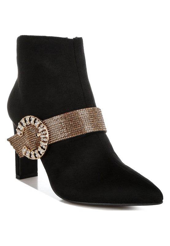 Asagao Diamante & Rhinestones Strap Boots - VacationGrabs