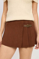 Chocolate Pleated Mini Skort for Women - VacationGrabs