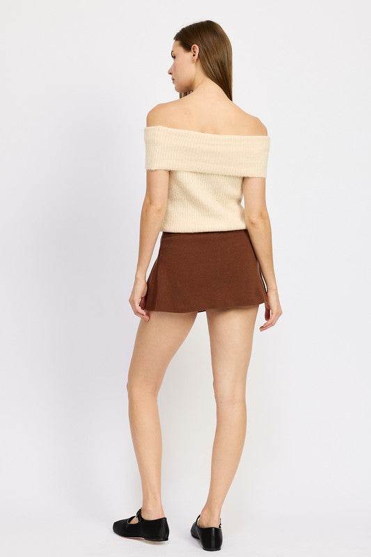 Chocolate Pleated Mini Skort for Women - VacationGrabs