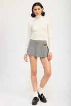 Chocolate Pleated Mini Skort for Women - VacationGrabs