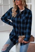 Plaid Button Up Dropped Shoulder Outerwear - VacationGrabs