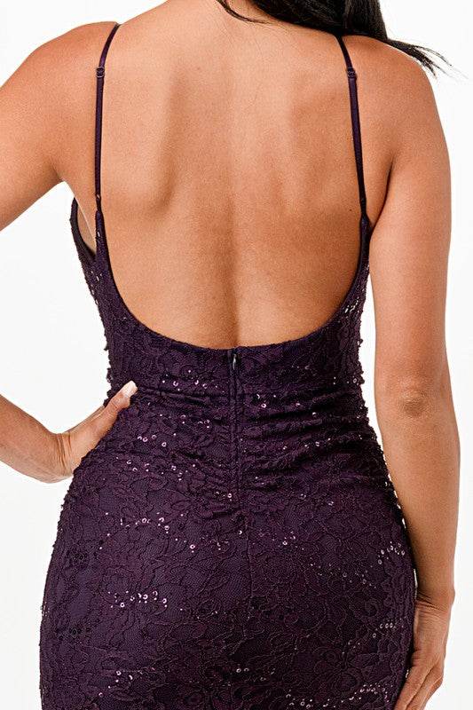 Open Back Lace Mermaid Dress Maxi - VacationGrabs
