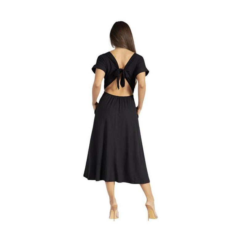 Black Backless Knot Strap Dress - VacationGrabs