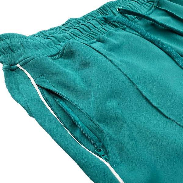 Mens Teal Green Side Pipe Stacked Flare Pants - VacationGrabs