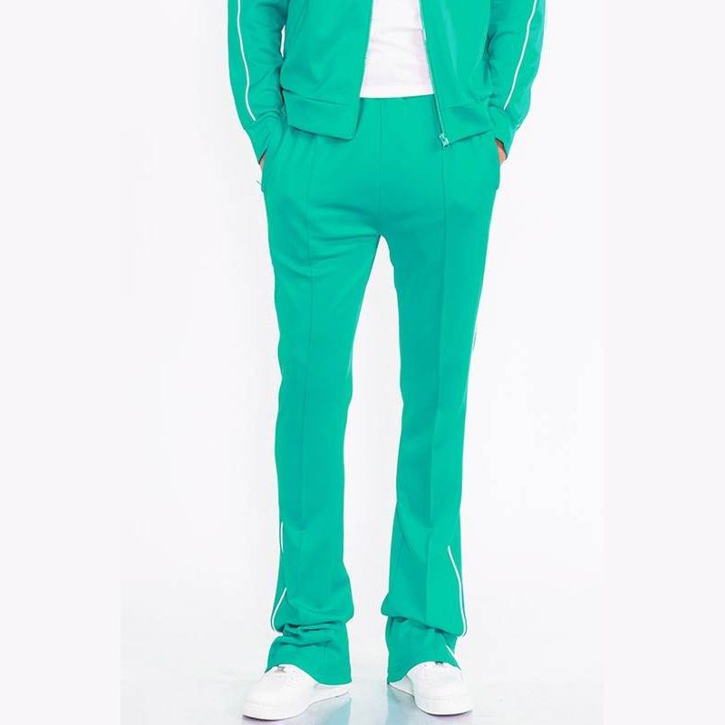 Mens Teal Green Side Pipe Stacked Flare Pants - VacationGrabs