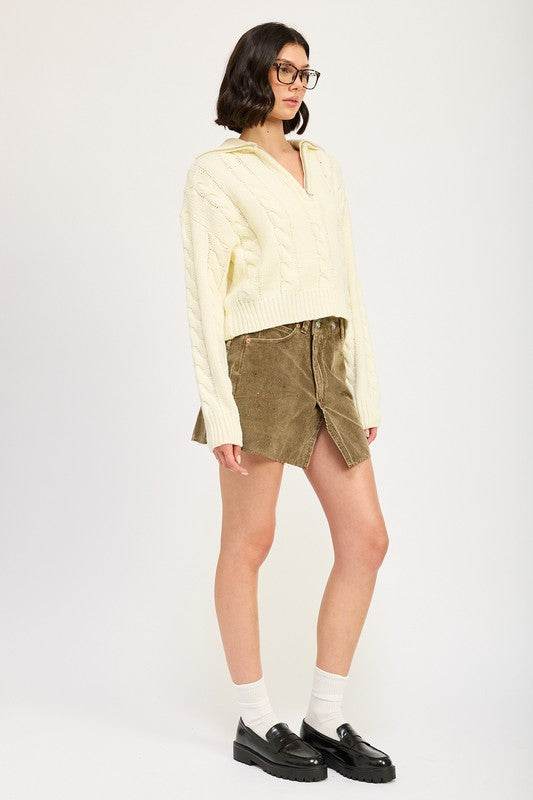 Half Zip Cable Knit Sweater - VacationGrabs