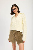 Half Zip Cable Knit Sweater - VacationGrabs