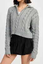 Half Zip Cable Knit Sweater - VacationGrabs