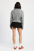 Half Zip Cable Knit Sweater - VacationGrabs