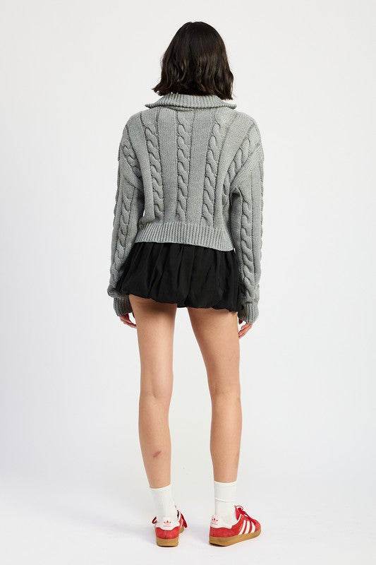 Half Zip Cable Knit Sweater - VacationGrabs