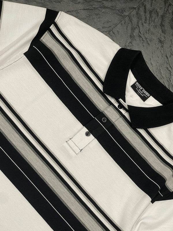 Old School Striped Pique Polo Shirt - VacationGrabs
