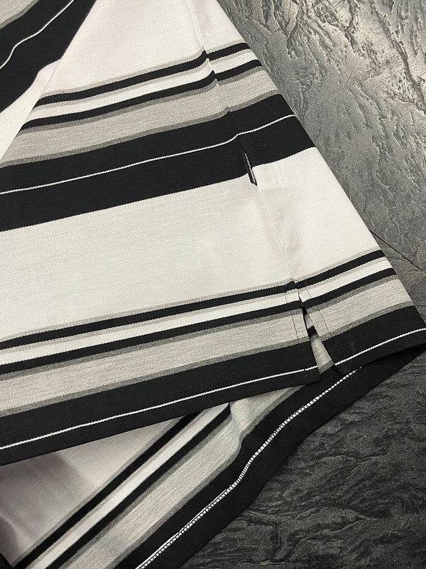 Old School Striped Pique Polo Shirt - VacationGrabs