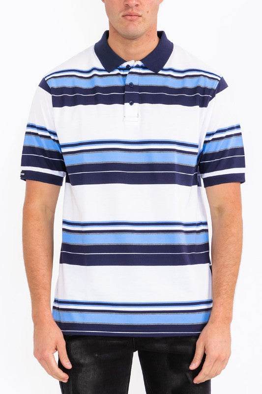Old School Striped Pique Polo Shirt - VacationGrabs
