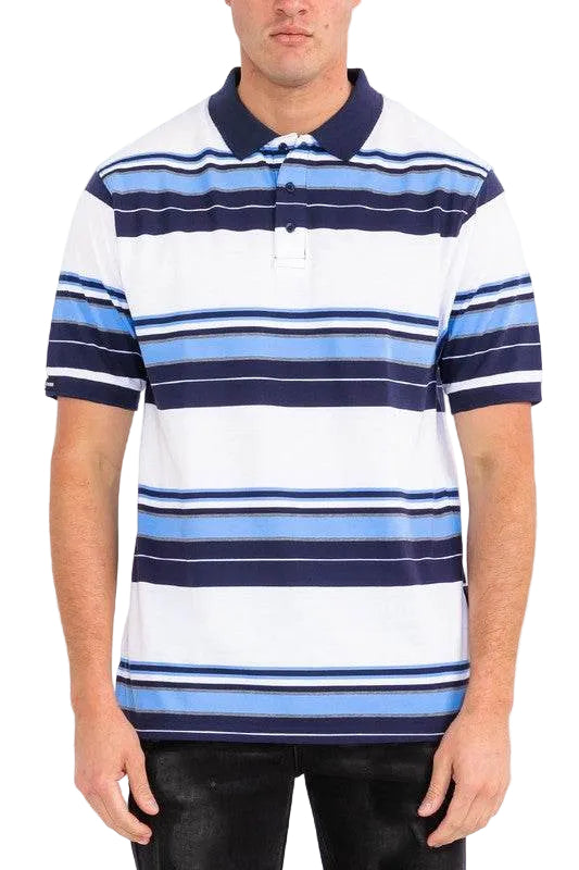 Old School Striped Pique Polo Shirt - VacationGrabs