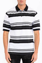 Old School Striped Pique Polo Shirt - VacationGrabs