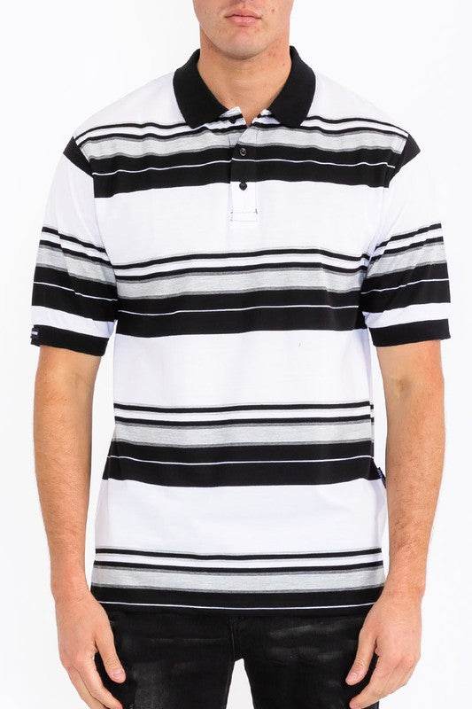 Old School Striped Pique Polo Shirt - VacationGrabs