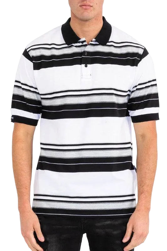 Old School Striped Pique Polo Shirt - VacationGrabs