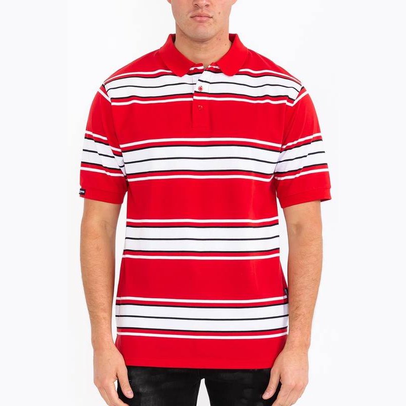 Old School Striped Pique Polo Shirt - VacationGrabs