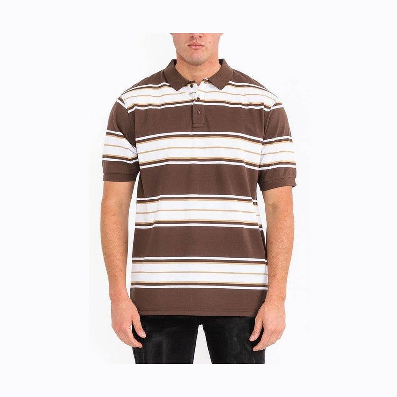 Old School Striped Pique Polo Shirt - VacationGrabs