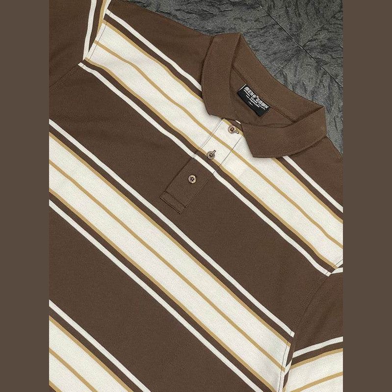 Old School Striped Pique Polo Shirt - VacationGrabs